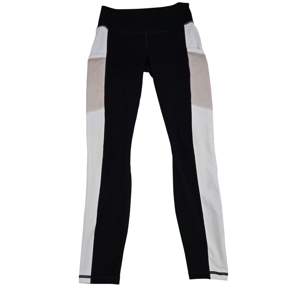 Fabletics PowerHold Womens Leggings Small Black Colorblock Pockets High Rise